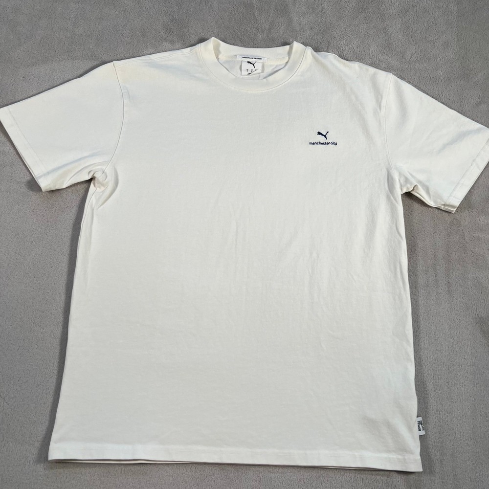 Puma Manchester City FC T-Shirt Men’s Size Medium White Embroidered Logo MCFC