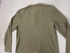 AllSaints Henley Shirt Mens XL Green Waffle Knit Long Sleeve Regular Fit