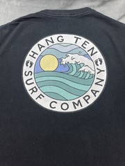 Fade Black Hang Ten Surf Company Shirt XL Hawaii Ocean 2 Sided Wave Pipe wetsuit