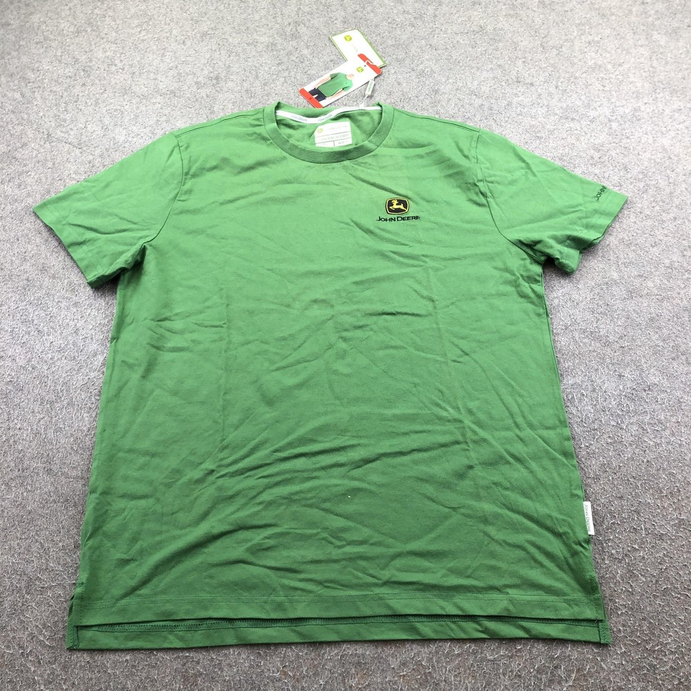 John Deere Shirt Mens Medium Green Tractor Graphic Tee Tagless Cotton Farm
