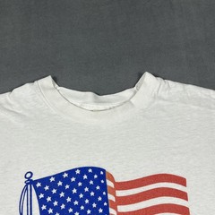 Vintage Support Our Troops Shirt Mens XL White American Flag Single Stitch 80s