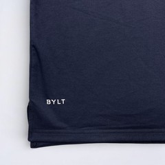 BYLT Premium Basics Shirt Mens 2XL Navy Blue Crewneck Split Hem Stretch Athletic