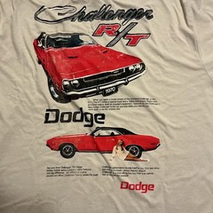 Dodge Challenger RT Graphic Baddie Sexy Girl T Shirt Mens 2XL Beige Muscle