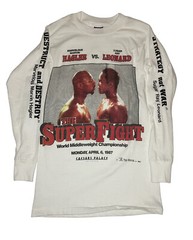 Vtg 80s Boxing Shirt The Super Fight Mens White S Hagler VS Leonard Fits XS 1987