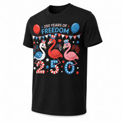 Flamingos Patriotic 250 Years of Freedom Spirit Men Women T-Shirt