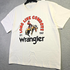 Wrangler Cowboys Shirt Men XL White Cowboy Horse Classic Western Casual Logo NWT