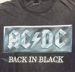 AC/DC Back in Black Vintage T-Shirt XL Black Double Sided Band Tee 1995 Album