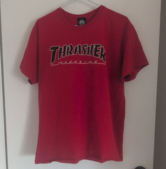 Thrasher Magazine Red Graphic Logo Crew Neck Short Sleeve T-Shirt Men’s L