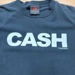 Vintage Johnny Cash Shirt Mens Medium Black CASH Logo Zion Rootswear 2004