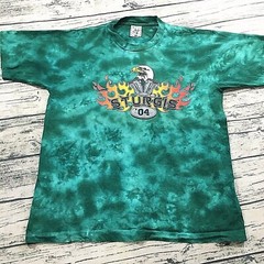 Sturgis 00s Acid Wash Single Stitch T-Shirt L Green Biker Crewneck Eagle Cycle