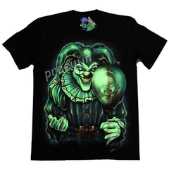Glow In The Dark T Shirt Joker Clown Haunted Balloon GC43 Size M-XXL