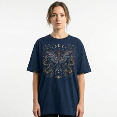 Luna Moth Galaxy Roses T-Shirt Witchy Gothic Celestial Boho Night Sky Gift Tee
