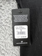True Religion Metallic TR Seal Graphic Tee – Jet Black – Size Medium – NWT