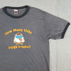 Vintage Y2K How Many Licks Tootsie Pop Candy Ringer Size S Owl Retro T Shirt