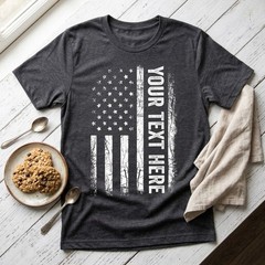 USA Flag Patriotic Personalized T-shirt Your Own Printed Text T A79