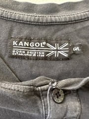 KANGOL BORN BRITISH MENS BUTTON NECK T-SHIRT L Embroidered Logo Solid