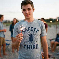 Mens Safety Third T Shirt Funny 4th of July Fireworks Show Summer Graphic