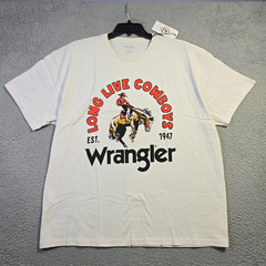Wrangler Cowboys Shirt Men XL White Cowboy Horse Classic Western Casual Logo NWT
