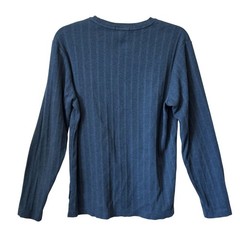 90’s Alfani Mens Small Blue Ribbed Knit Long-Sleeve Crewneck Shirt 100% Cotton