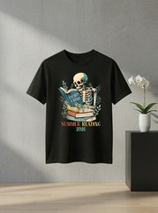 Unisex Unearth a Story Summer Reading2026 Vintage Skeleton Reader Graphic TShirt