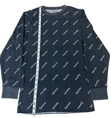 Supreme x Hanes Thermal Shirt Large Black Logo FW20 Waffle Knit Long Sleeve