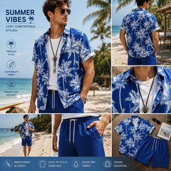 Men Summer Outfit 2-Piece Set Short Sleeve T-Shirt and Shorts Sweatsuit Set
