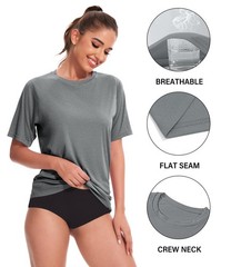 Kinglaman 5 Pack Womens Dry Fit Workout Top Short Sleeve Athletic Yoga Tee
