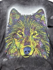 The Mountain Tie Dye Wolf T Shirt Medium Colorado Wildlife Psychedelic USA Y2K
