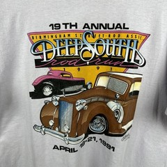 Vintage Rod Run Shirt XL Purple Single Stitch Deep South Birmingham AL Car Show