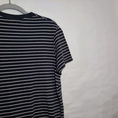 Hollister Shirt Men S Navy Casual Weekend Striped Short Sleeve V Neck Tee Y2K