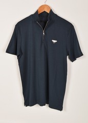 Men’s Prada Navy Blue Zip-Up Polo Shirt M Short Sleeve