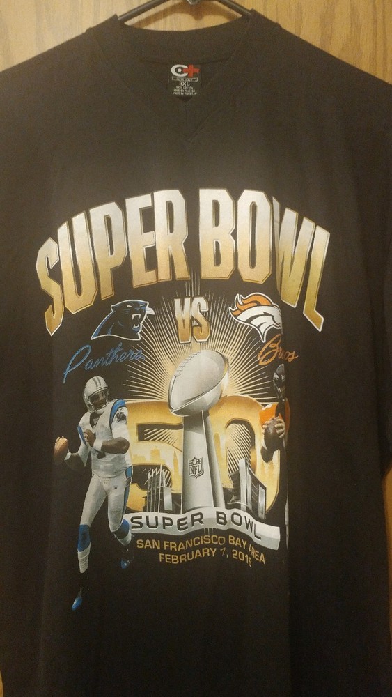 3XL NICE SUPER HEAVY WEIGHT T-SHIRT BLACK Super Bowl Panthers VS Broncos 2-7-16