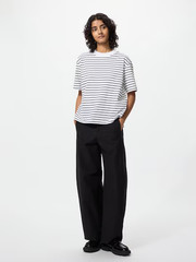 UNIQLO U AIRism Cotton Striped white T Shirt woman Half Sleeve Japan US M medium