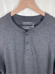 Faherty Long-Sleeve Cloud Henley Men’s Size Large Charcoal Heather Pima Cotton