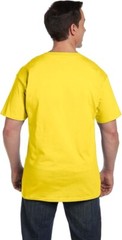 Hanes Beefy-T Unisex Pocket T-Shirt #5190 Crew Neck Short Sleeves Yellow Size XL