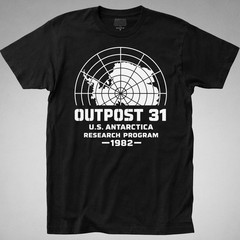 THE THING T-SHIRT Outpost 31 U.S. Antarctica Tee Kurt Russel Movie 1982 4K DVD