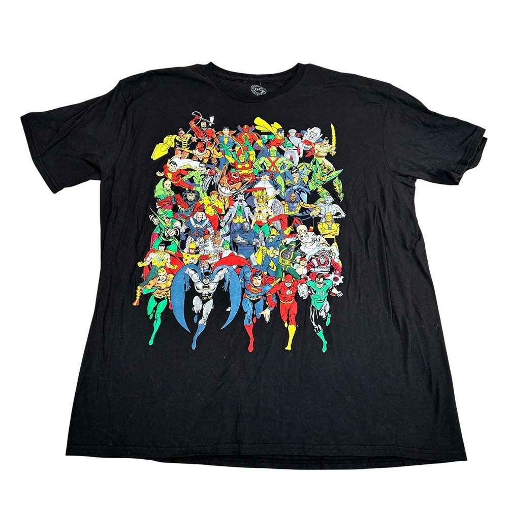 DC Comics Originals Mens XL Justice League Superhero Graphic T-Shirt Black