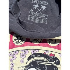 Thrashed Riot Society XL Graphic T Shirt Tokyo Geisha Skull Japanese Streetwear