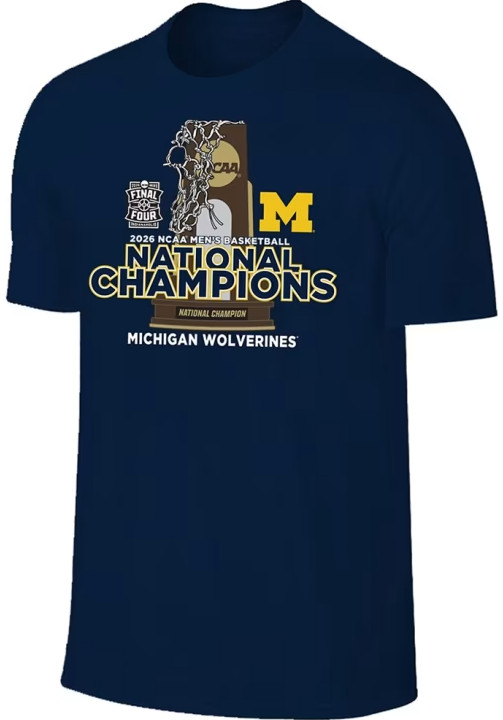 Michigan Wolverine 2026 Men’s Basketball National Champions Trophy T Shirt