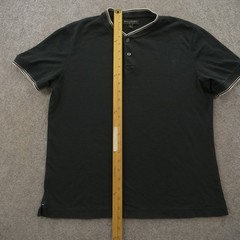 Banana Republic Shirt Mens Medium Black Henley Short Sleeve Contrasting Trim
