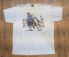 Vintage Western Horse Cowboy Rodeo Bull Roping Single Stitch T Shirt Mens XL B62