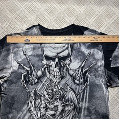 Rare Vtg Affliction Puppet Master God Vs Devil Demon Shirt 2XL Y2K AOP