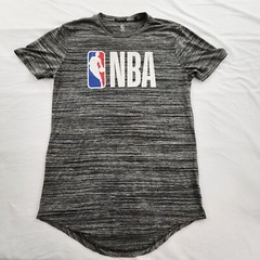 NBA Logo Gray Short Sleeve Longer Length Performance T-Shirt Men’s M
