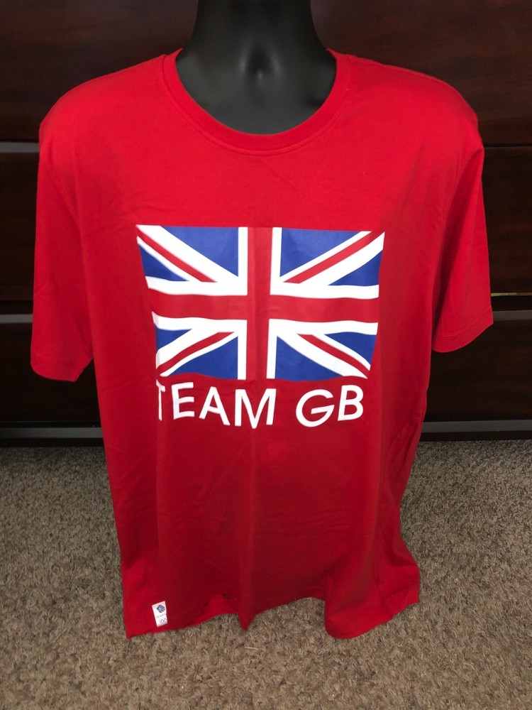 Team GB Mens Short Sleeve Straight Hem Red Graphic Tee T Shirt Size XXLarge