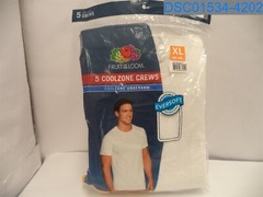 Qty= (1 pack of 5) Fruit of the Loom: Men’s XL White Crew Cut T-Shirts