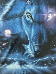 Vintage 2001 Liquid Blue Great Wolf Lodge Wolf All Over Print T-Shirt Size L