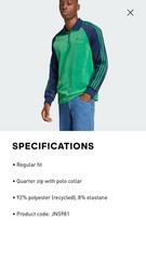 Sz XL Men’s Adidas Originals 70’s Velour Polo T Shirt Green Night/Indigo Retro
