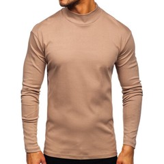 Zonbailon men’s t-shirt middle collar solid color bottomed t-shirt long sleeve