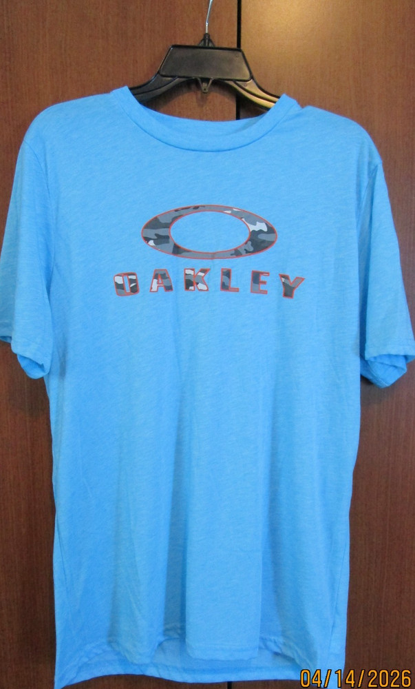 Oakley Buckle Blue Tee T-shirt Large Polyester Cotton Chest 42 Length 30 in