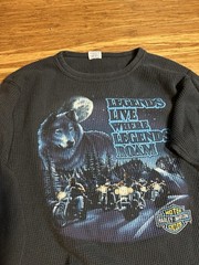 Vintage 1991 Harley Davidson Billings MT Wolf Thermal Waffle Knit – XL